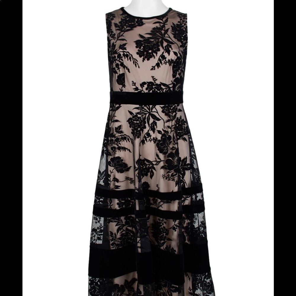 Taylor sleeveless velvet embroidered midi dress